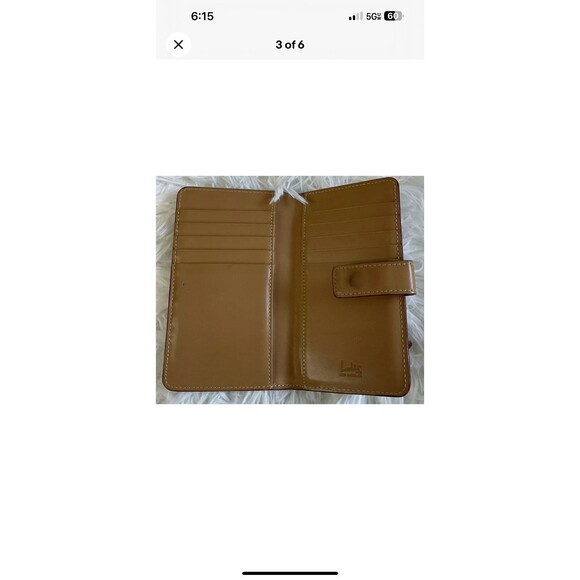 Lodis Small Credit Card Wallet Carmel Brown Leather Bifold Wallet 5.5” x 3” - Picture 3 of 6
